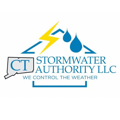 Greenwich Drains logo featuring a red cardinal on a blue drain pipe, powered by CT Stormwater Authority LLC